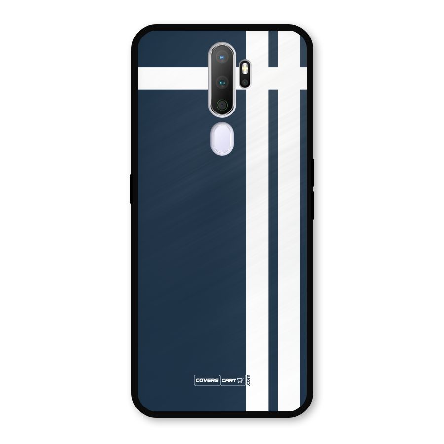Blue and White Metal Back Case for Oppo A9 (2020)