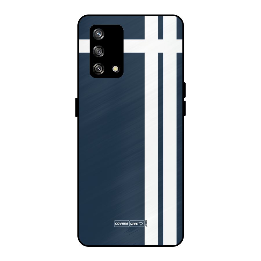 Blue and White Metal Back Case for Oppo F19