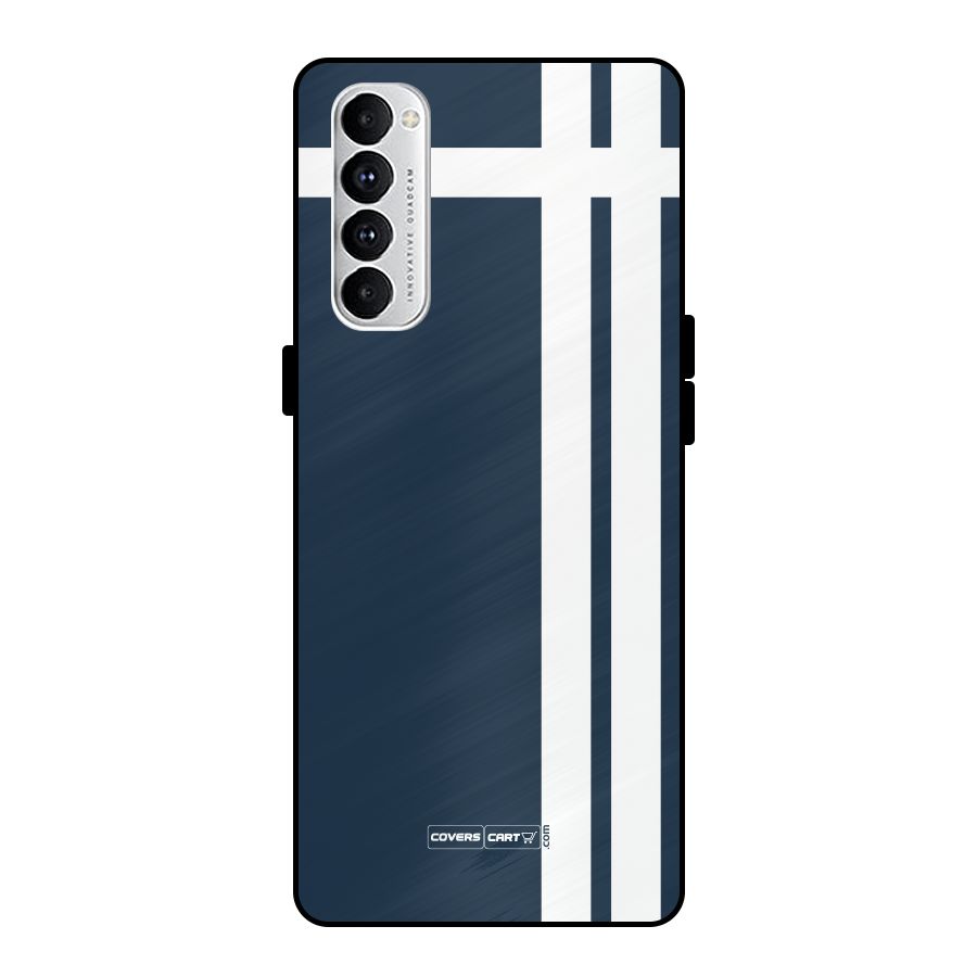 Blue and White Metal Back Case for Oppo Reno4 Pro