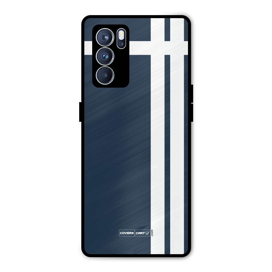 Blue and White Metal Back Case for Oppo Reno6 Pro 5G