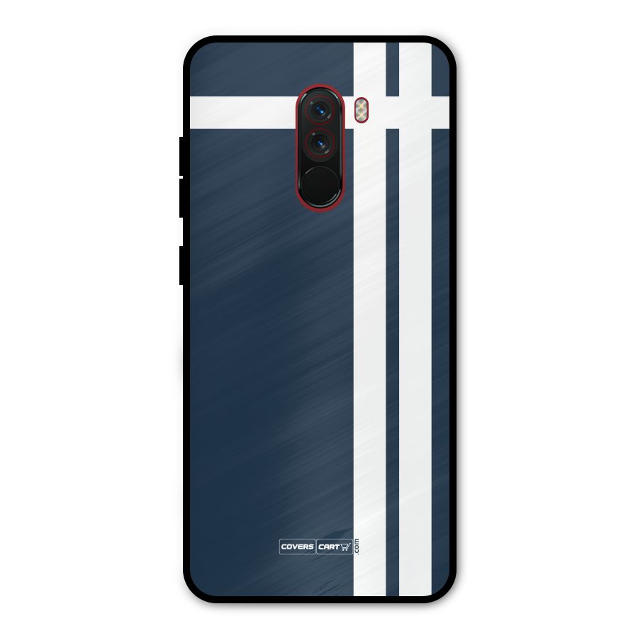 Blue and White Metal Back Case for Poco F1