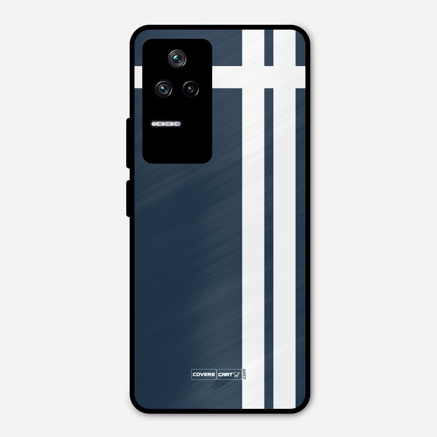 Blue and White Metal Back Case for Poco F4 5G