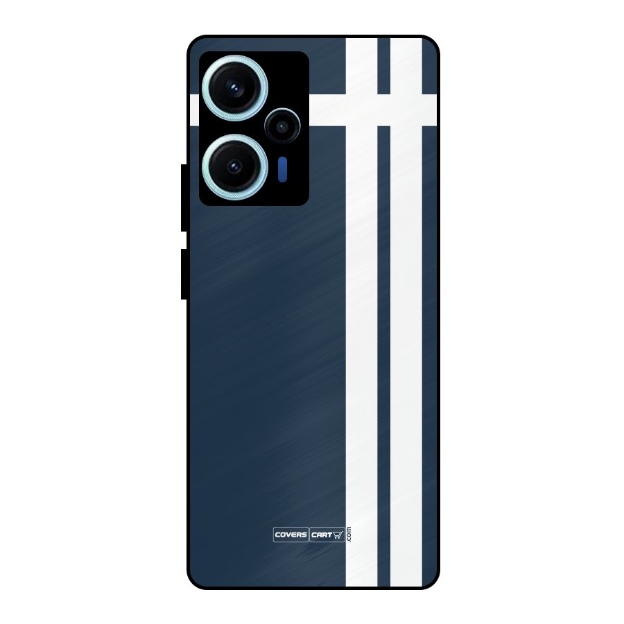 Blue and White Metal Back Case for Poco F5