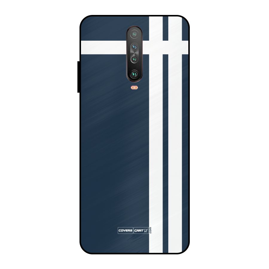 Blue and White Metal Back Case for Poco X2