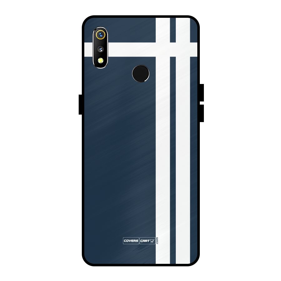 Blue and White Metal Back Case for Realme 3i