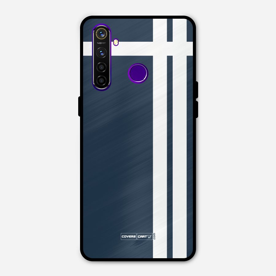 Blue and White Metal Back Case for Realme 5 Pro