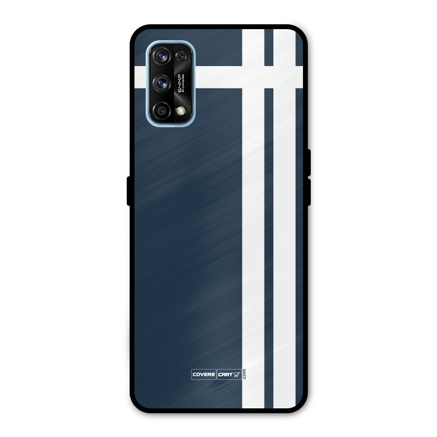 Blue and White Metal Back Case for Realme 7 Pro