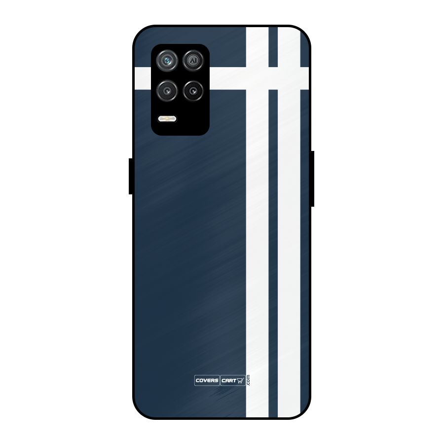 Blue and White Metal Back Case for Realme 8s 5G