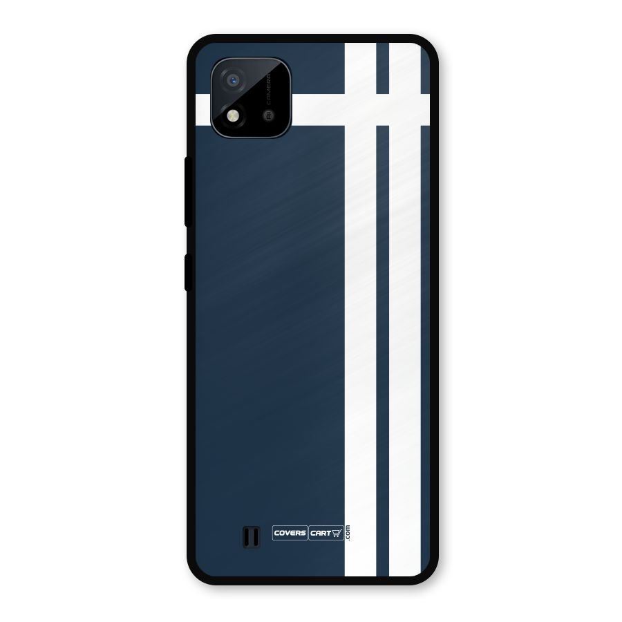 Blue and White Metal Back Case for Realme C11 2021