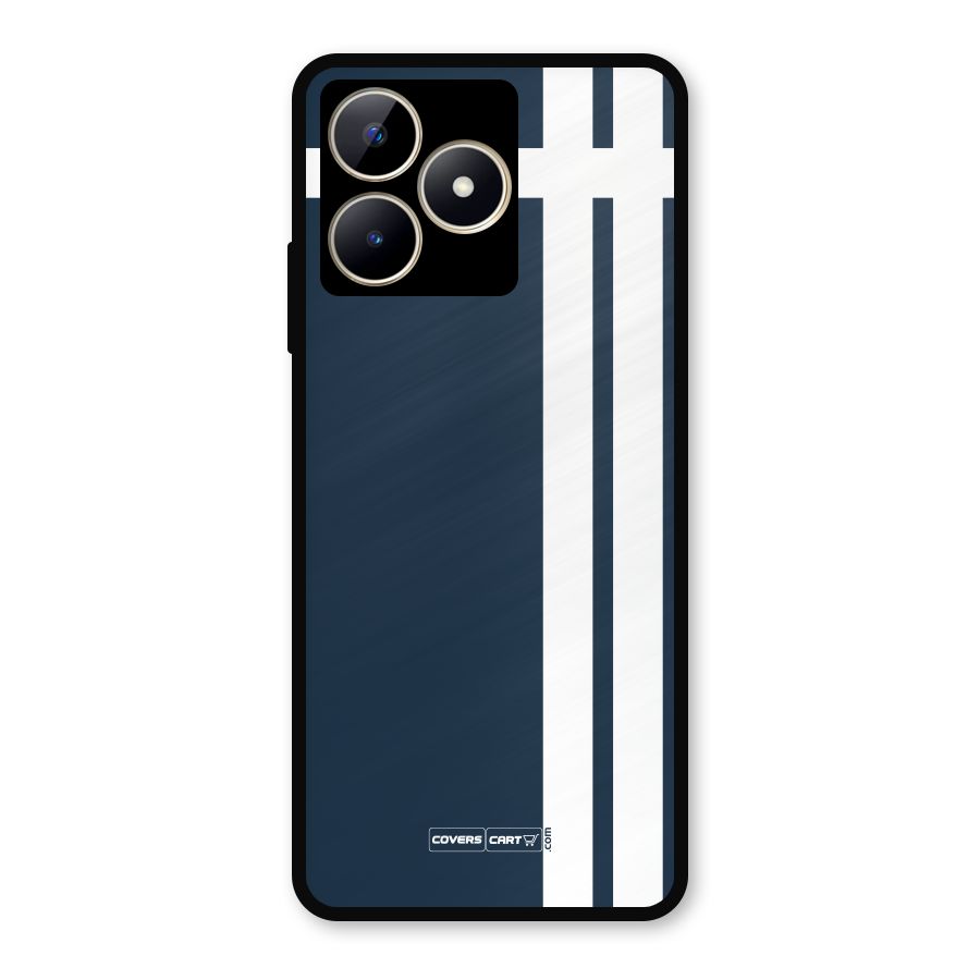 Blue and White Metal Back Case for Realme C53