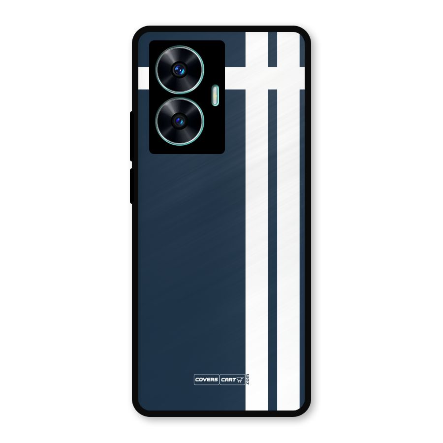 Blue and White Metal Back Case for Realme Narzo N55