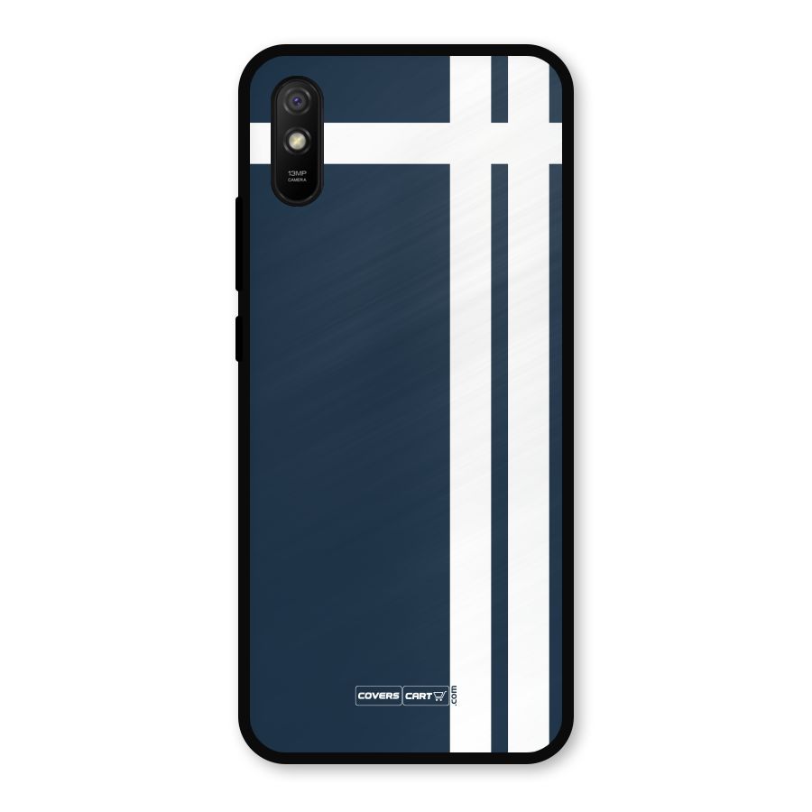 Blue and White Metal Back Case for Redmi 9a