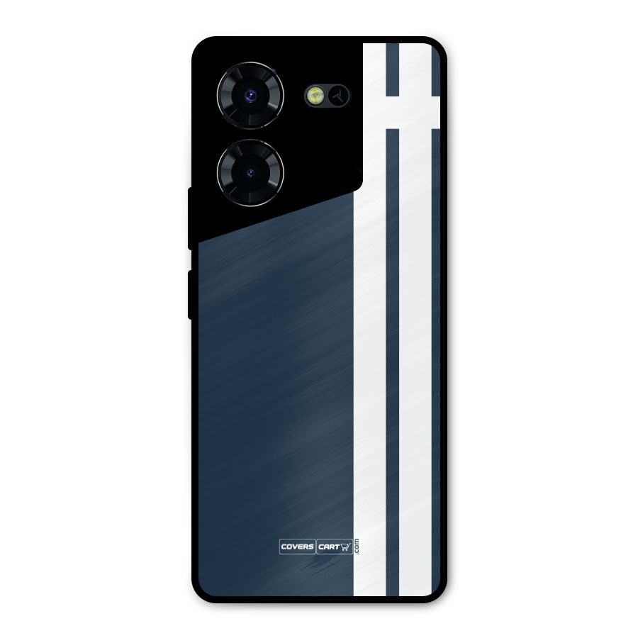 Blue and White Metal Back Case for Tecno Pova 5 Pro 5G