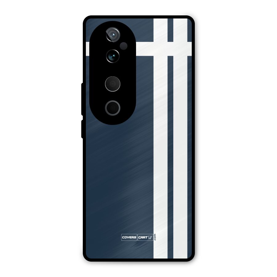 Blue and White Metal Back Case for Vivo T3 Ultra