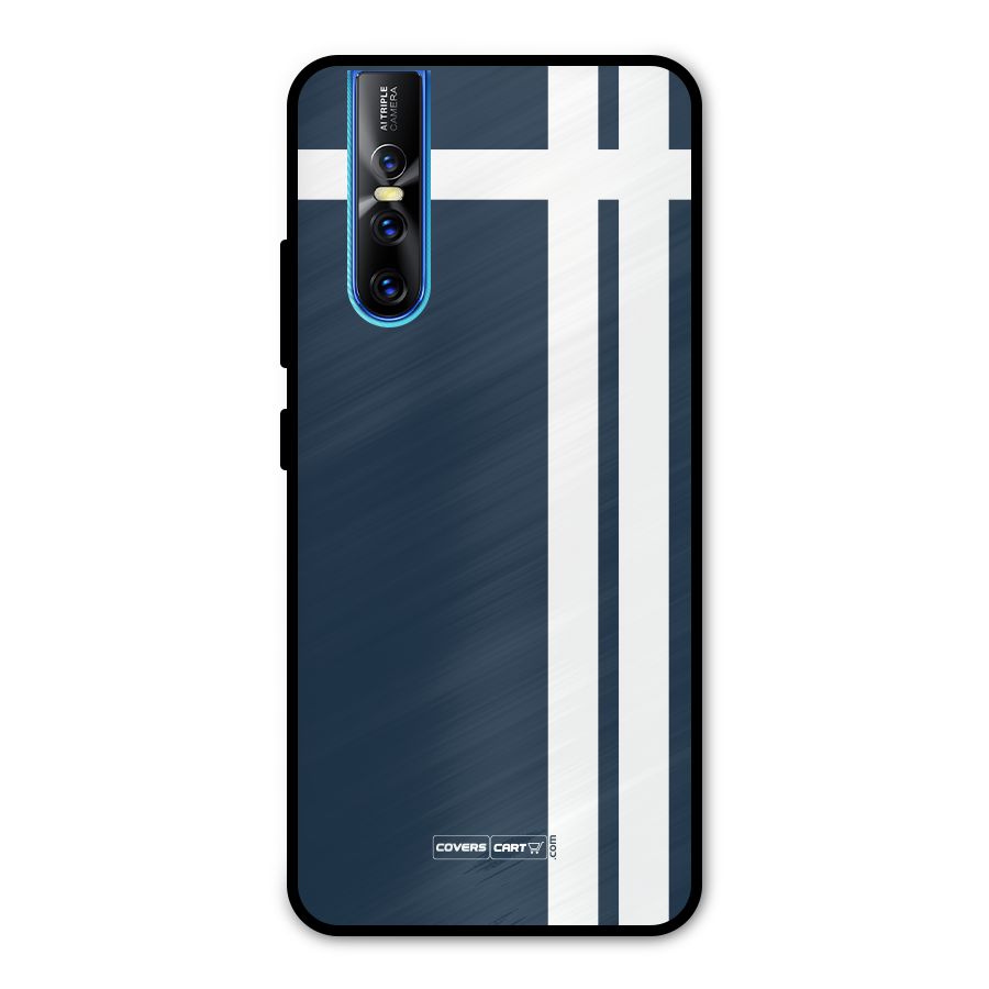 Blue and White Metal Back Case for Vivo V15 Pro