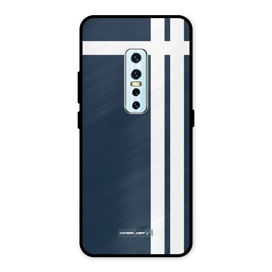 Blue and White Metal Back Case for Vivo V17 Pro
