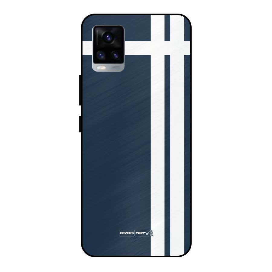 Blue and White Metal Back Case for Vivo V20
