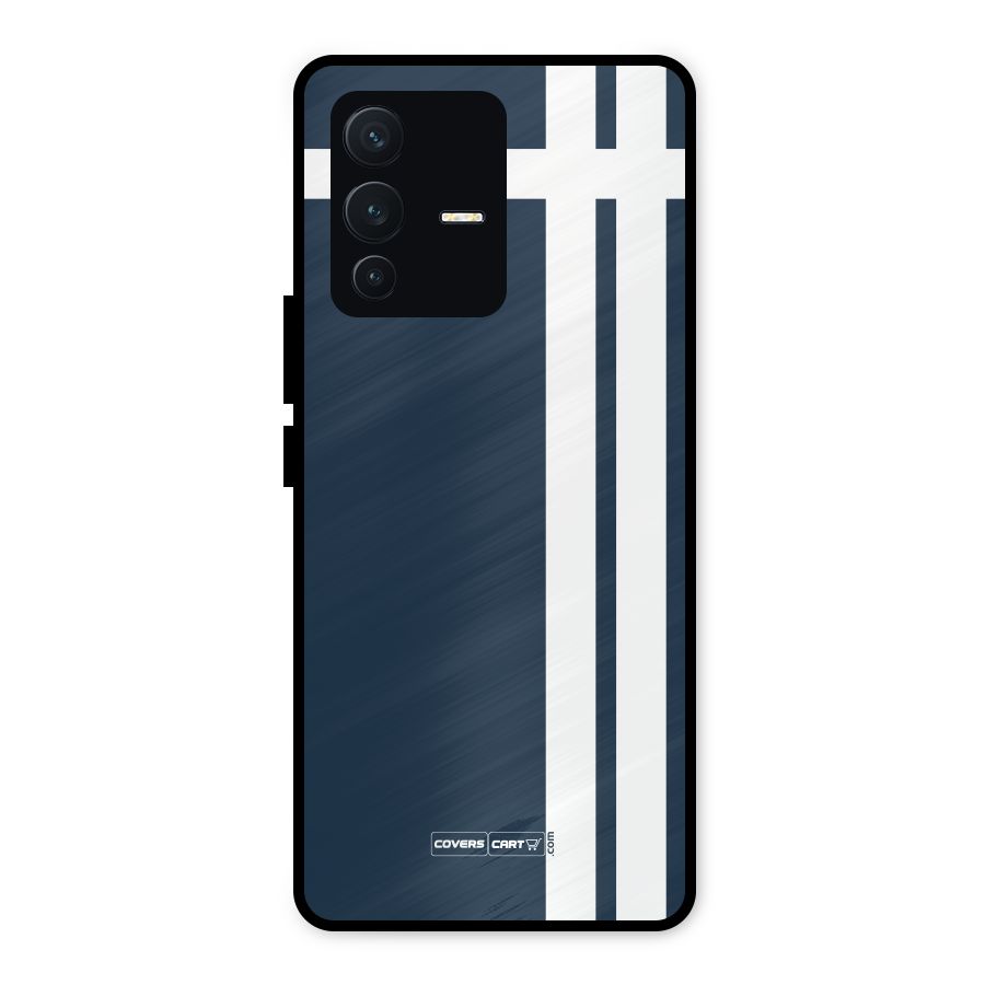 Blue and White Metal Back Case for Vivo V23 5G