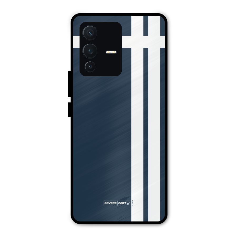 Blue and White Metal Back Case for Vivo V23 Pro