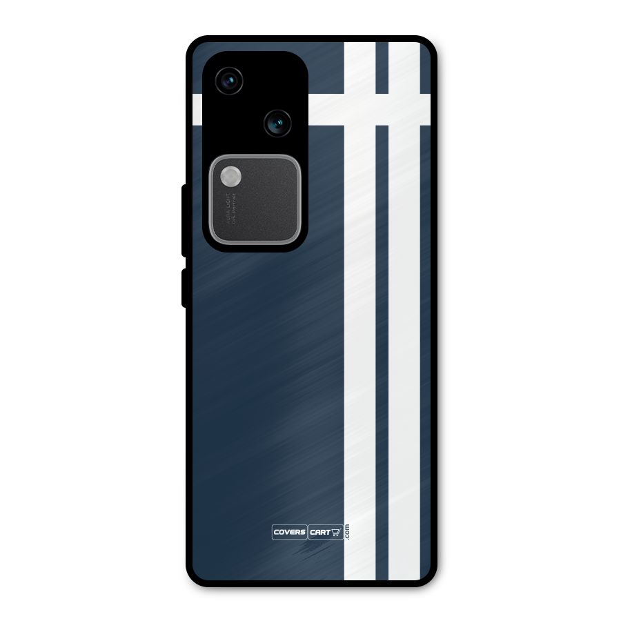 Blue and White Metal Back Case for Vivo V30