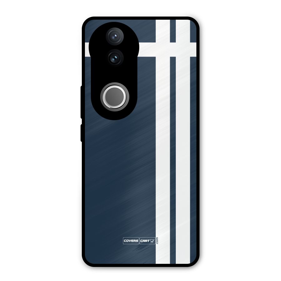 Blue and White Metal Back Case for Vivo V50e