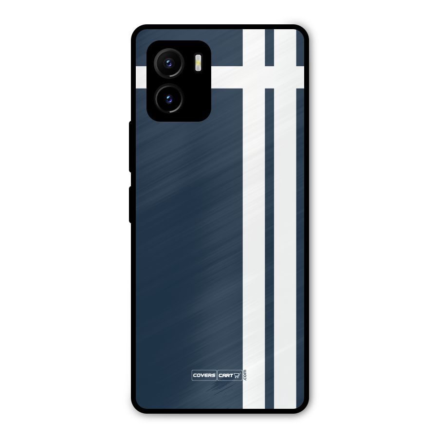 Blue and White Metal Back Case for Vivo Y15s