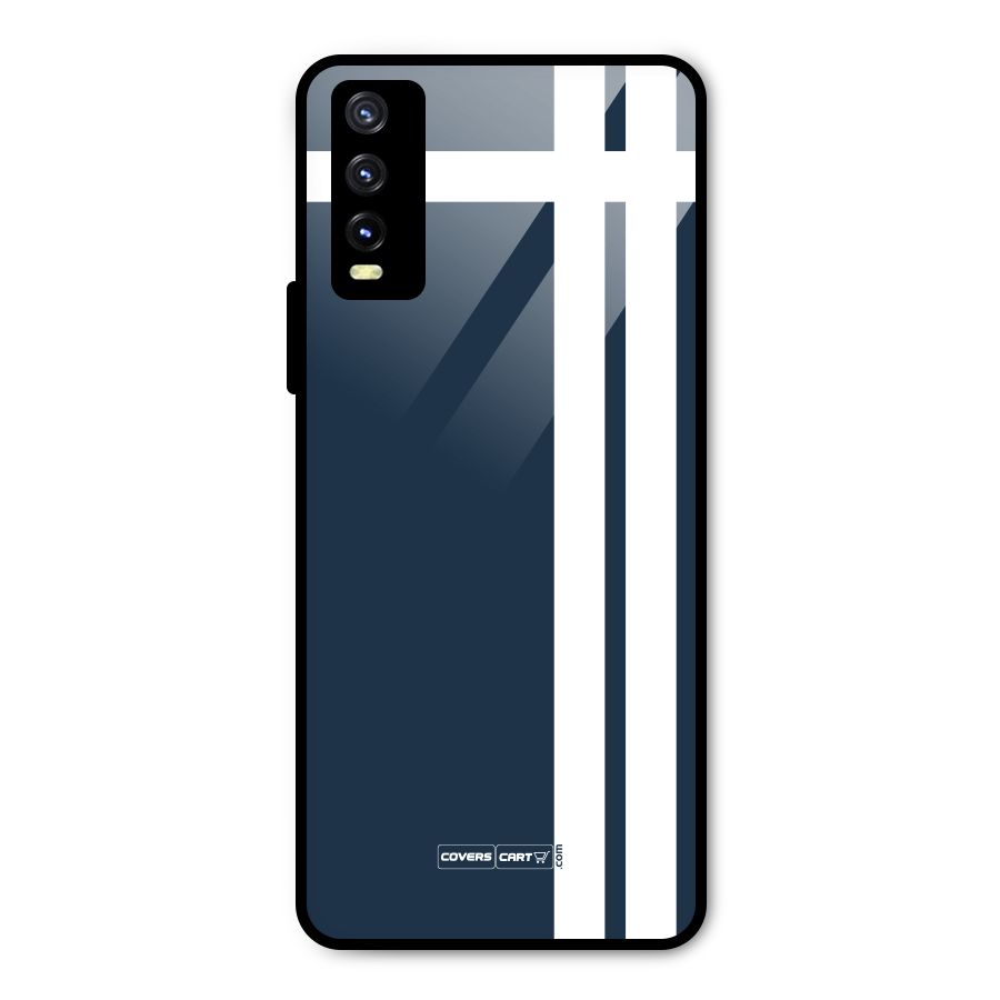 Blue and White Metal Back Case for Vivo Y20g