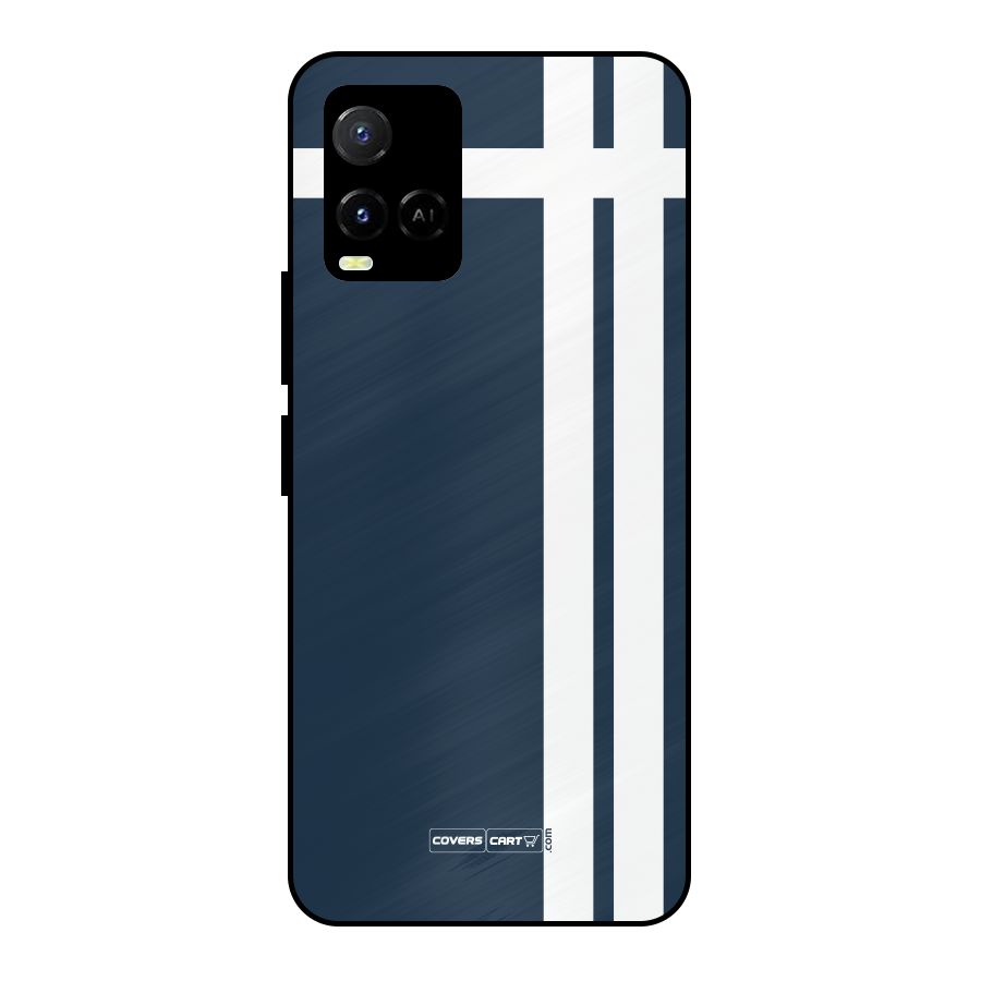 Blue and White Metal Back Case for Vivo Y21T