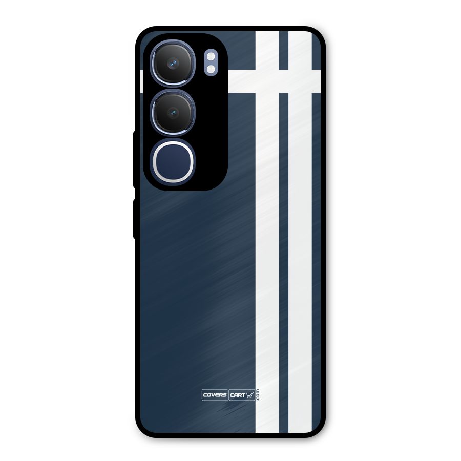 Blue and White Metal Back Case for Vivo Y29