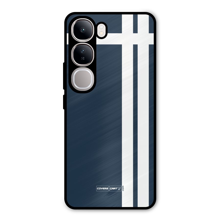 Blue and White Metal Back Case for Vivo Y300