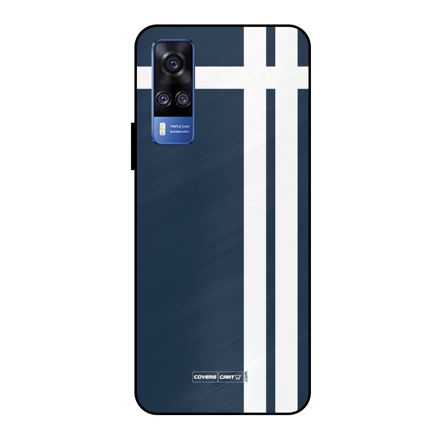 Blue and White Metal Back Case for Vivo Y51