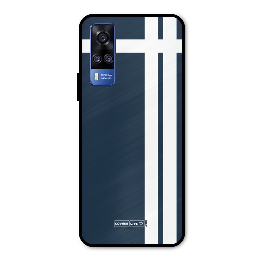 Blue and White Metal Back Case for Vivo Y51A