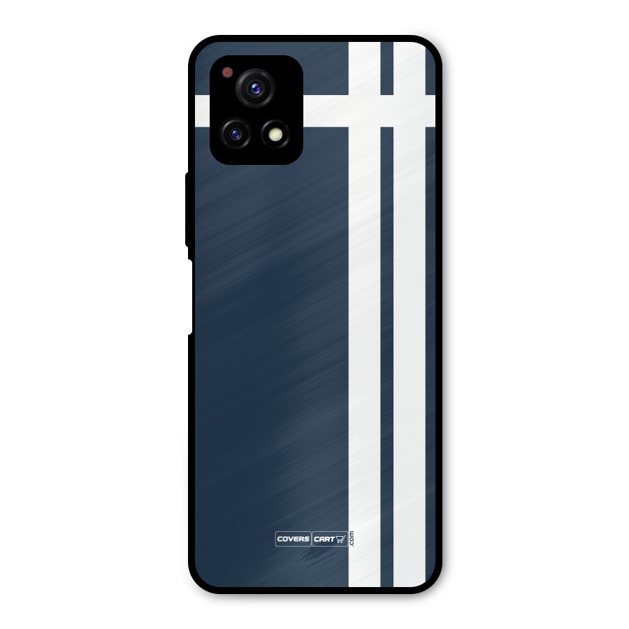 Blue and White Metal Back Case for Vivo Y72 5G