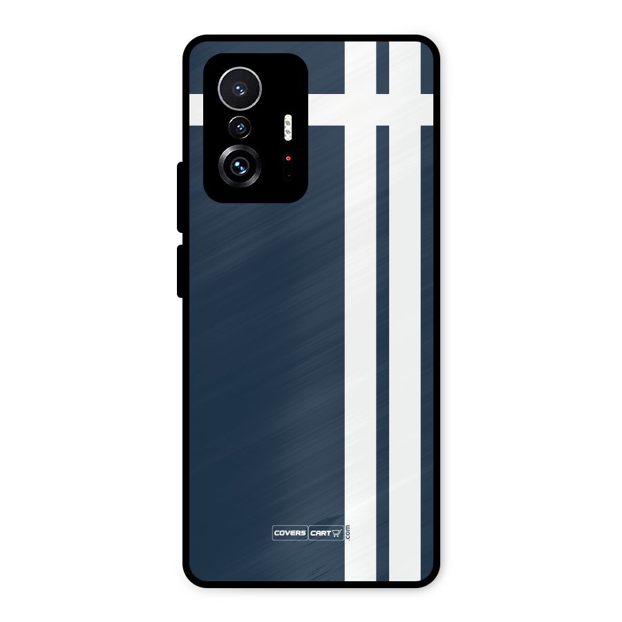 Blue and White Metal Back Case for Xiaomi 11T Pro
