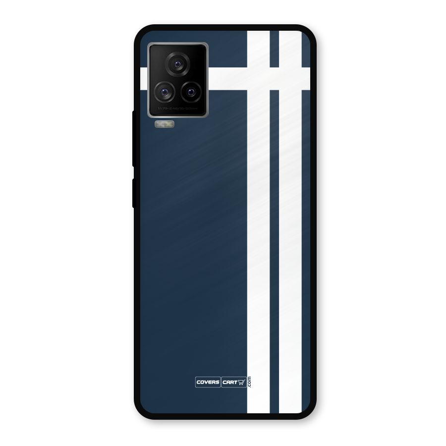 Blue and White Metal Back Case for iQOO 7 Legend 5G