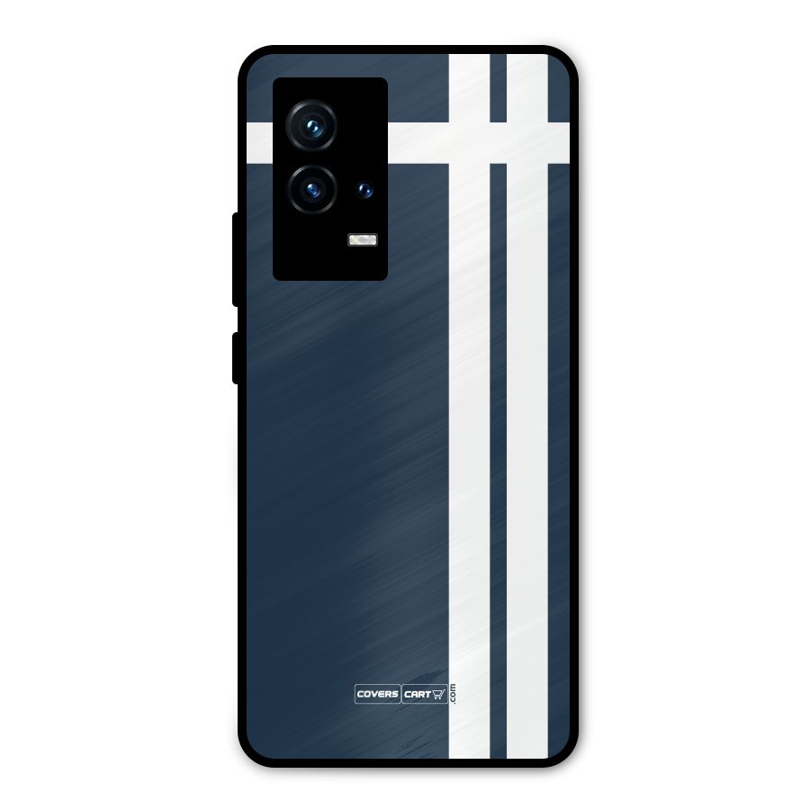 Blue and White Metal Back Case for iQOO 9 5G