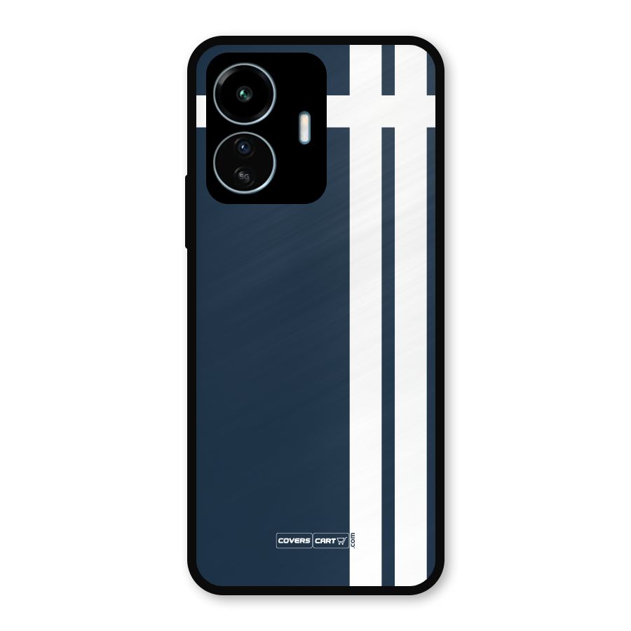 Blue and White Metal Back Case for vivo iQOO Z6 Lite 5G