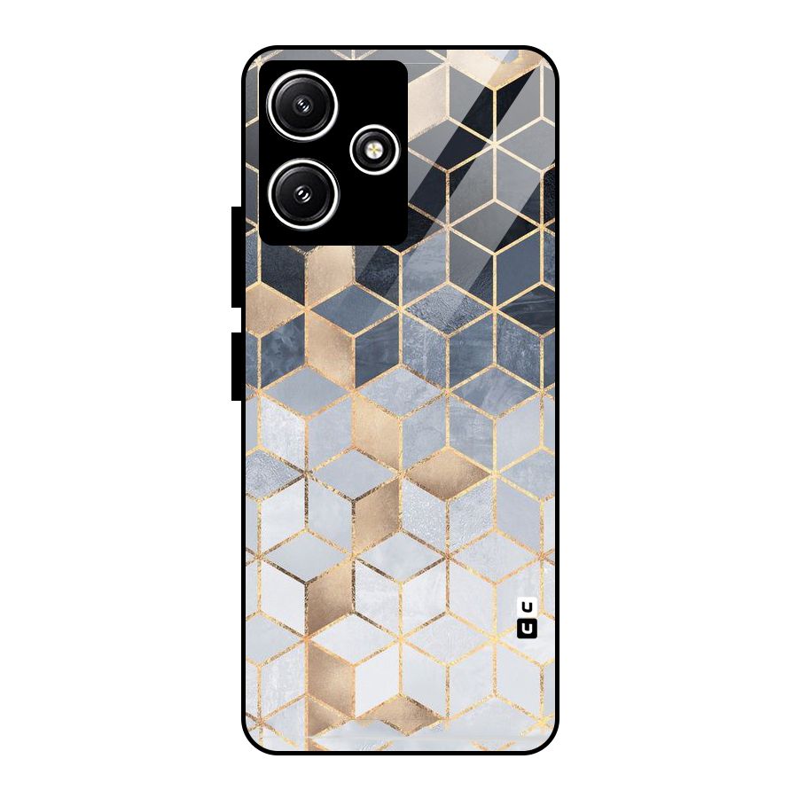 Blues And Golds Glass Back Case for Poco M6 Pro