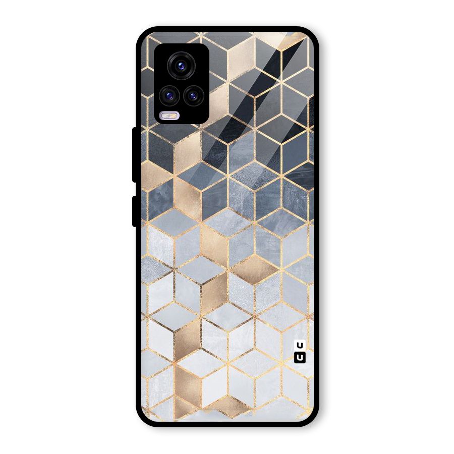 Blues And Golds Glass Back Case for Vivo V20 2021