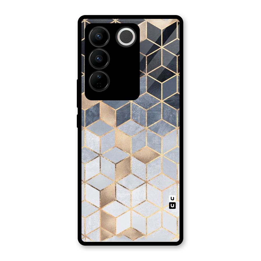 Blues And Golds Glass Back Case for Vivo V27