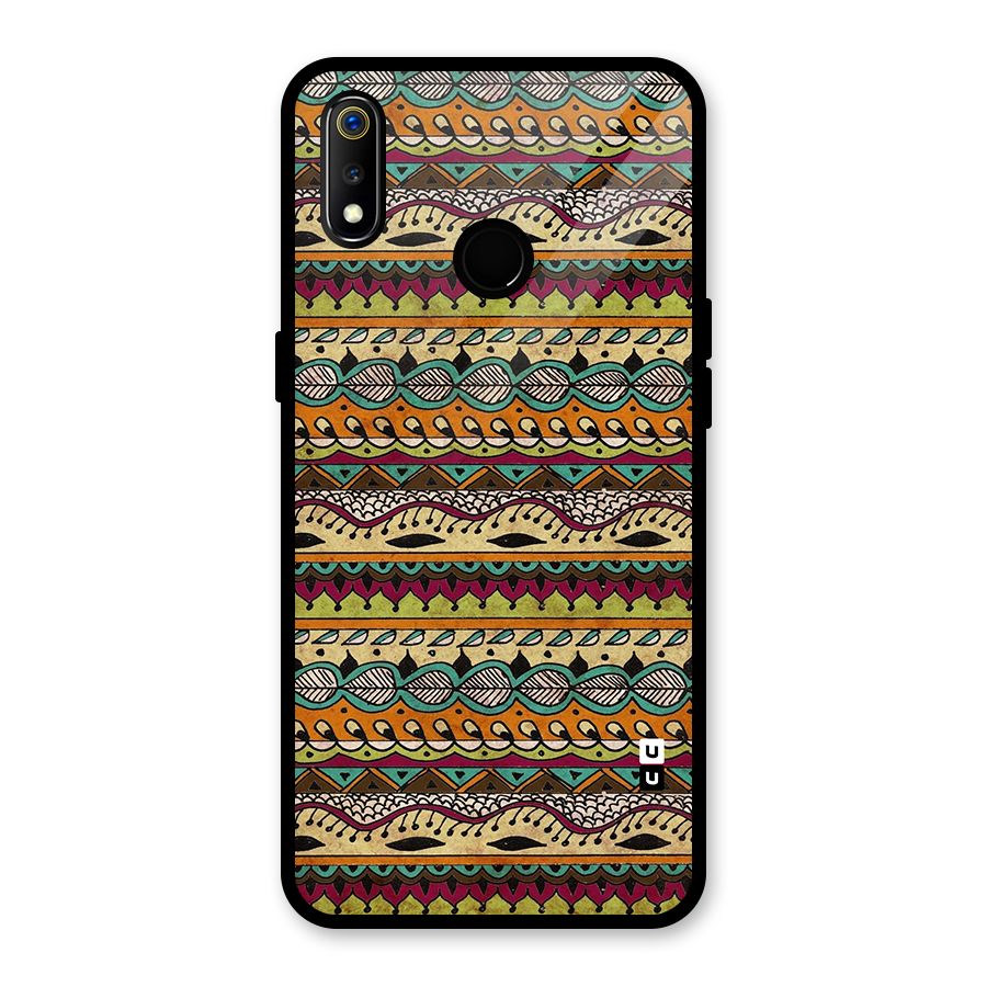 Bohemian Style Aztec Art Glass Back Case for Realme 3