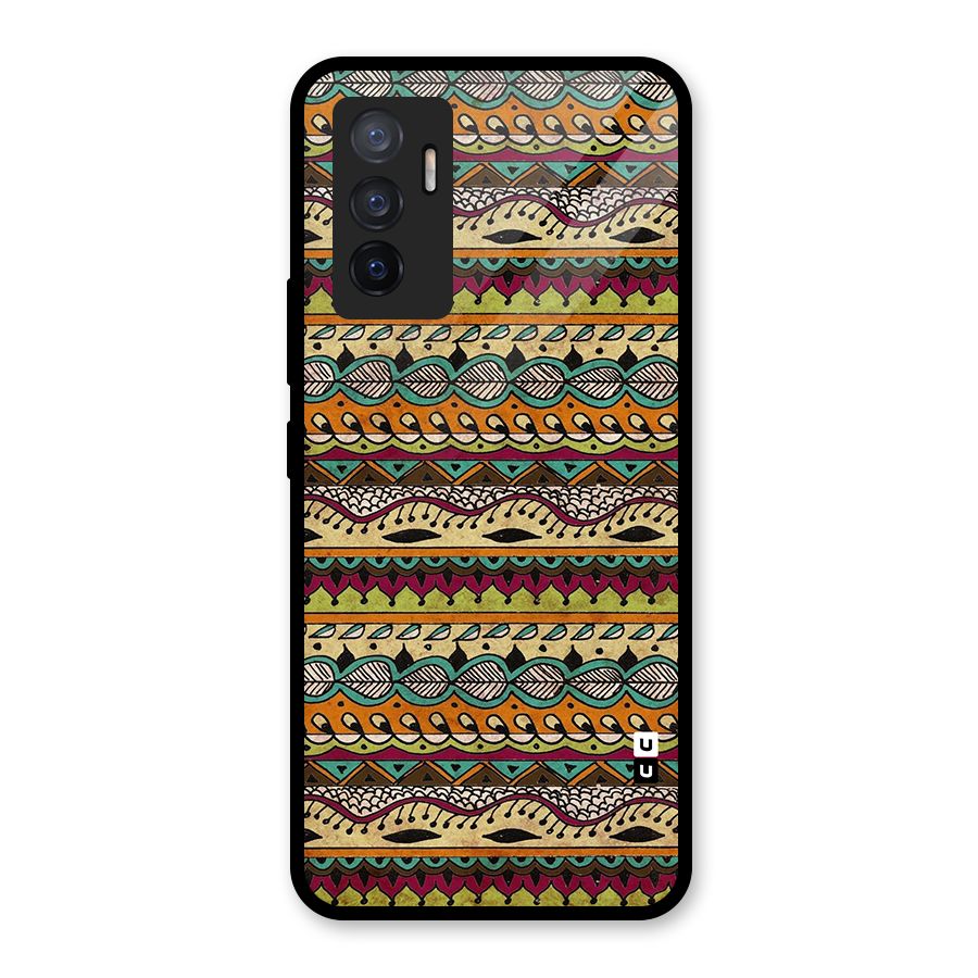 Bohemian Style Aztec Art Glass Back Case for Vivo V23e