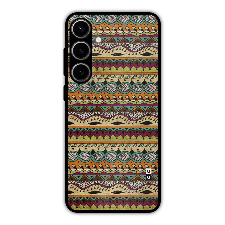 Bohemian Style Aztec Art Metal Back Case for Galaxy S24 Plus