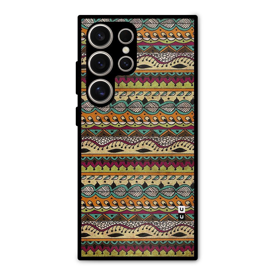 Bohemian Style Aztec Art Metal Back Case for Galaxy S24 Ultra