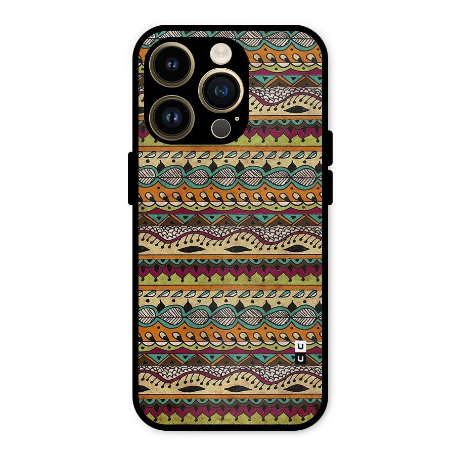 Bohemian Style Aztec Art Metal Back Case for iPhone 14 Pro
