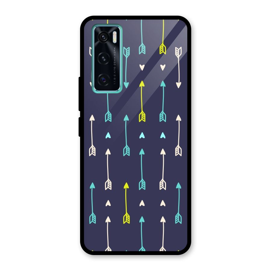 Boho Arrow Pattern Glass Back Case for Vivo V20 SE