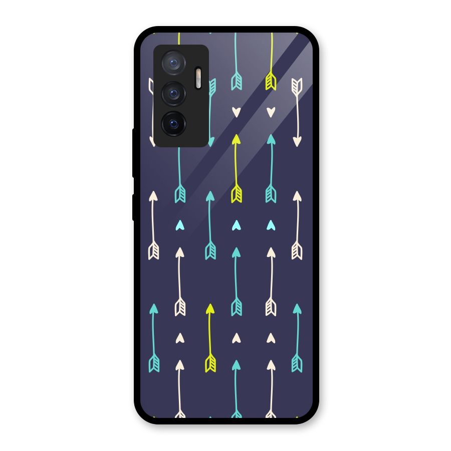Boho Arrow Pattern Glass Back Case for Vivo V23e
