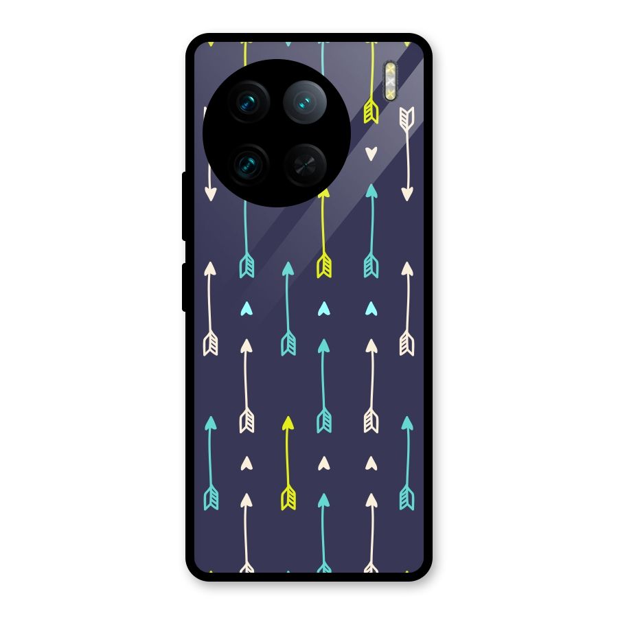 Boho Arrow Pattern Glass Back Case for Vivo X90 Pro