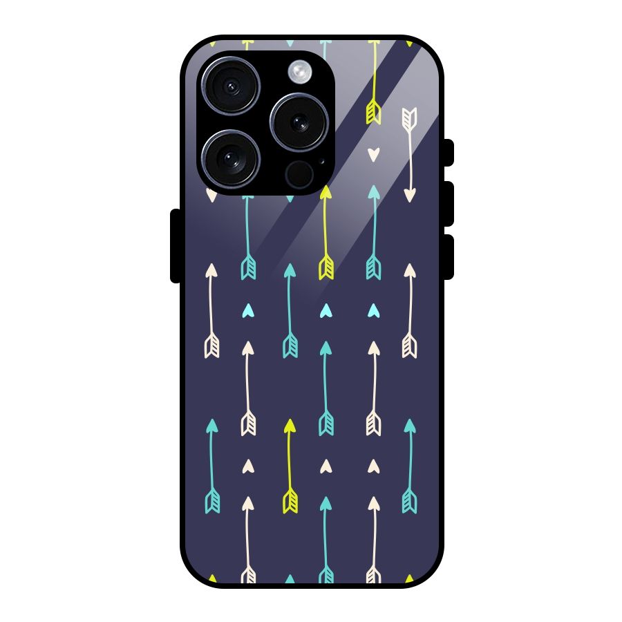 Boho Arrow Pattern Glass Back Case for iPhone 15 Pro
