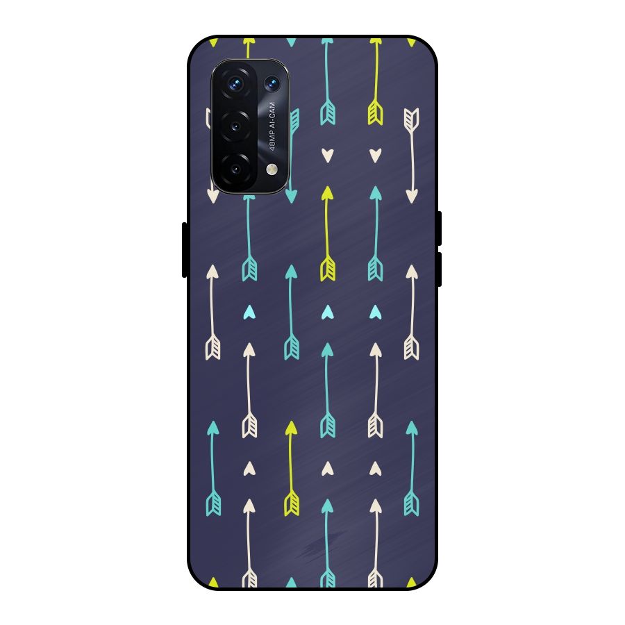 Boho Arrow Pattern Metal Back Case for Oppo A74 5G